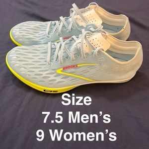 NEW Unisex Brooks ELMN8 7 Track Spikes. Size 7.5M/9W.